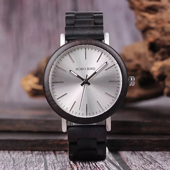 Luxury 100% Handmade Ebony Wood Quartz Watch - Picture 2 of 16